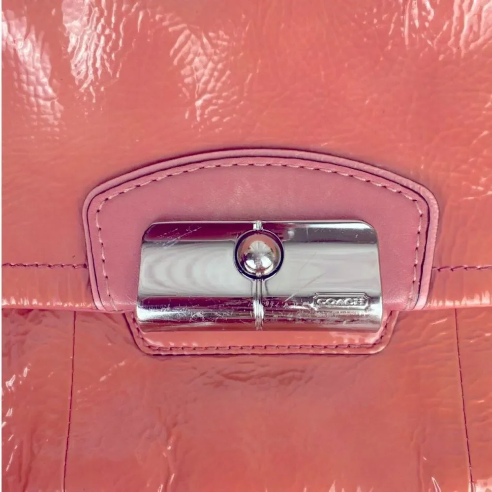 Coach Kristin Patent Leather Hobo Handbag Rose w/Silver-Tone Hardware